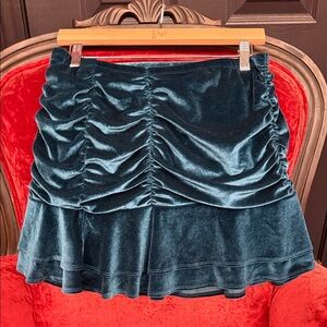 Wild Fable Velvet Ruched Mini Skirt - Teal